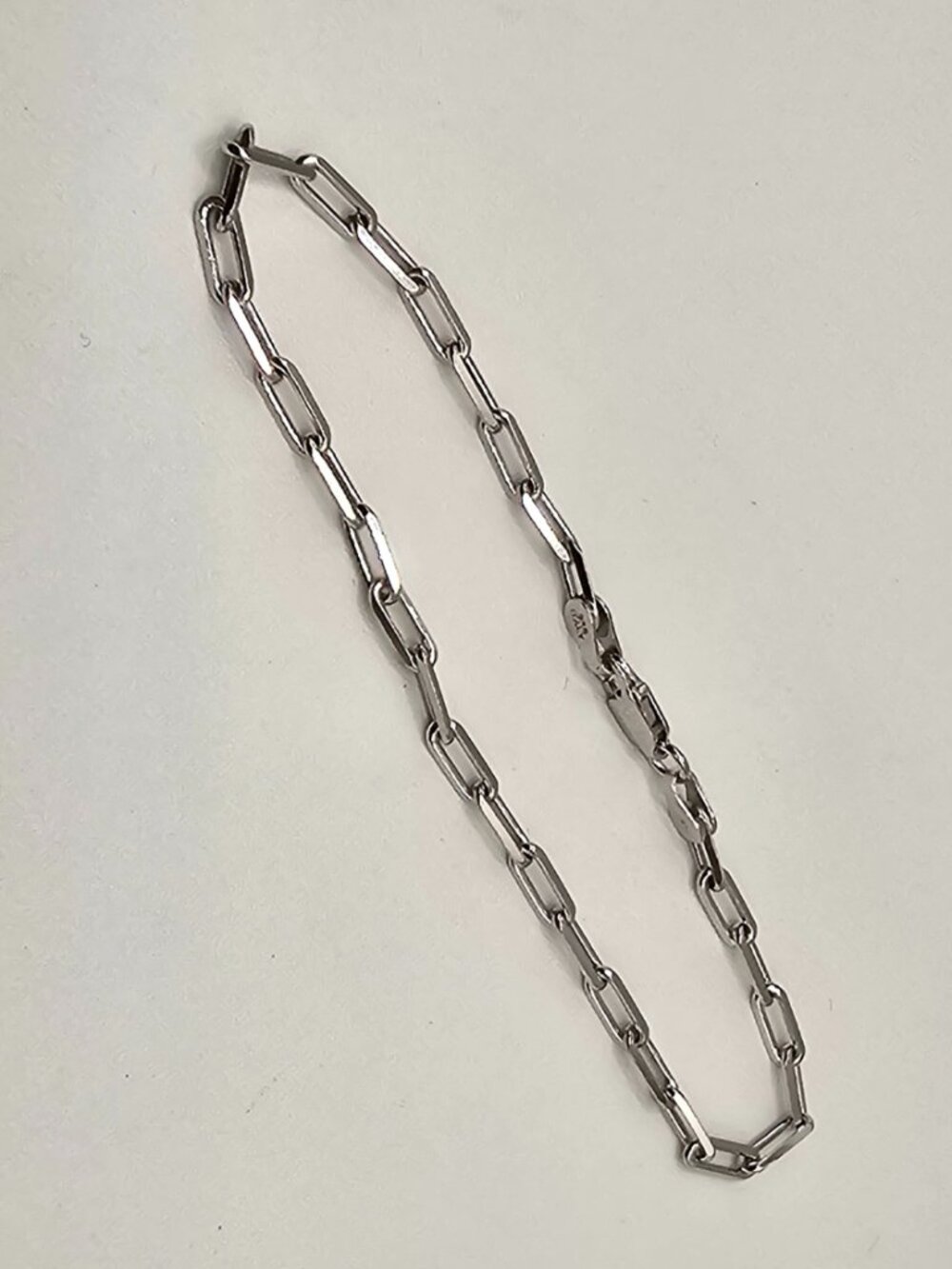 Sterling Silver 925 Rhodium Plated Paperclip Bracelet 2.8mm 8 inches